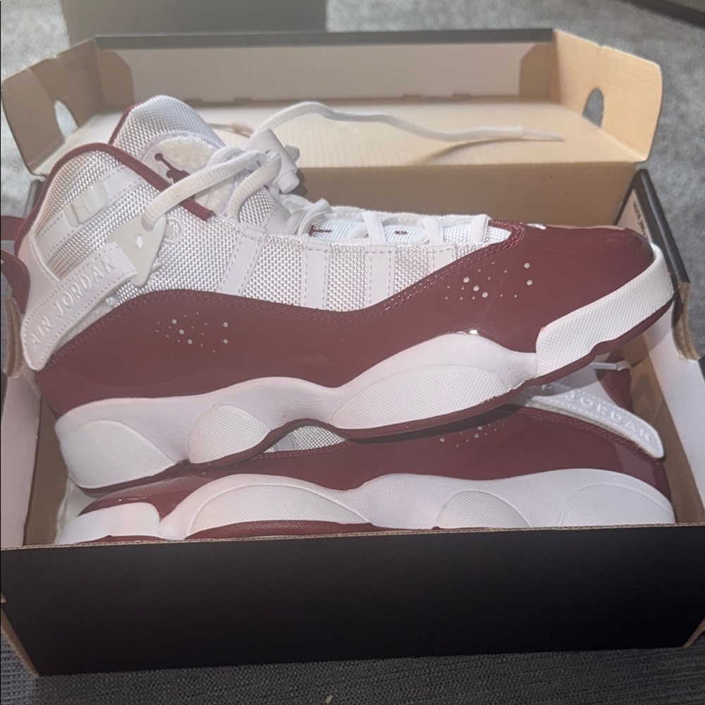 Air Jordan White and Maroon Sneakers
